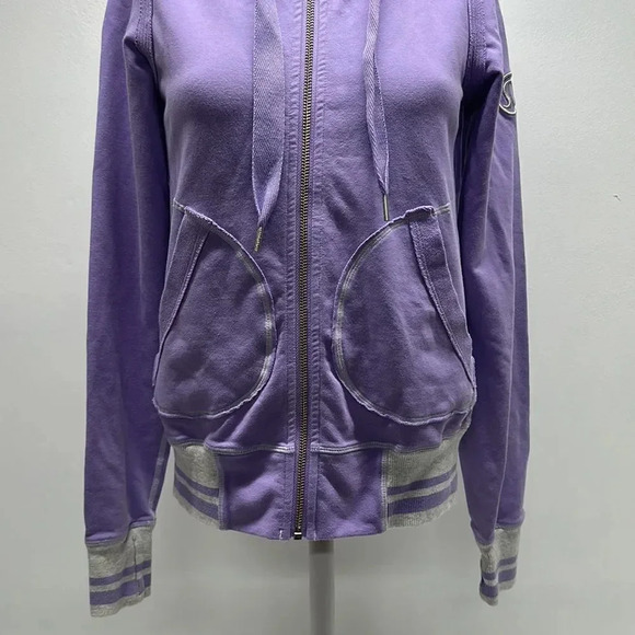Lululemon Y2K Flashback Jacket Full Zip Hooded Hoodie Sweatshirt Purple Gray 4 - Picture 2 of 10